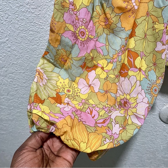 Show Me Your MuMu Jenna Yellow Floral Puff Sleeve Blouse - Picture 6 of 15